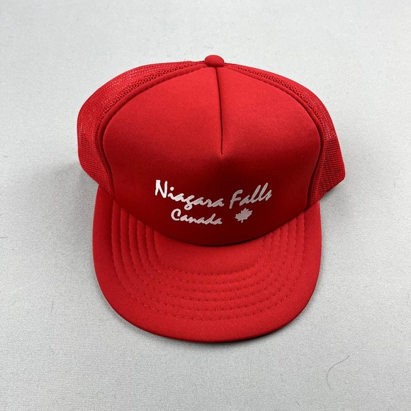 Vintage Niagara Falls Snapback Hat Trucker Adult Red Canada 5 Panel Maple Leaf - Picture 2 of 6